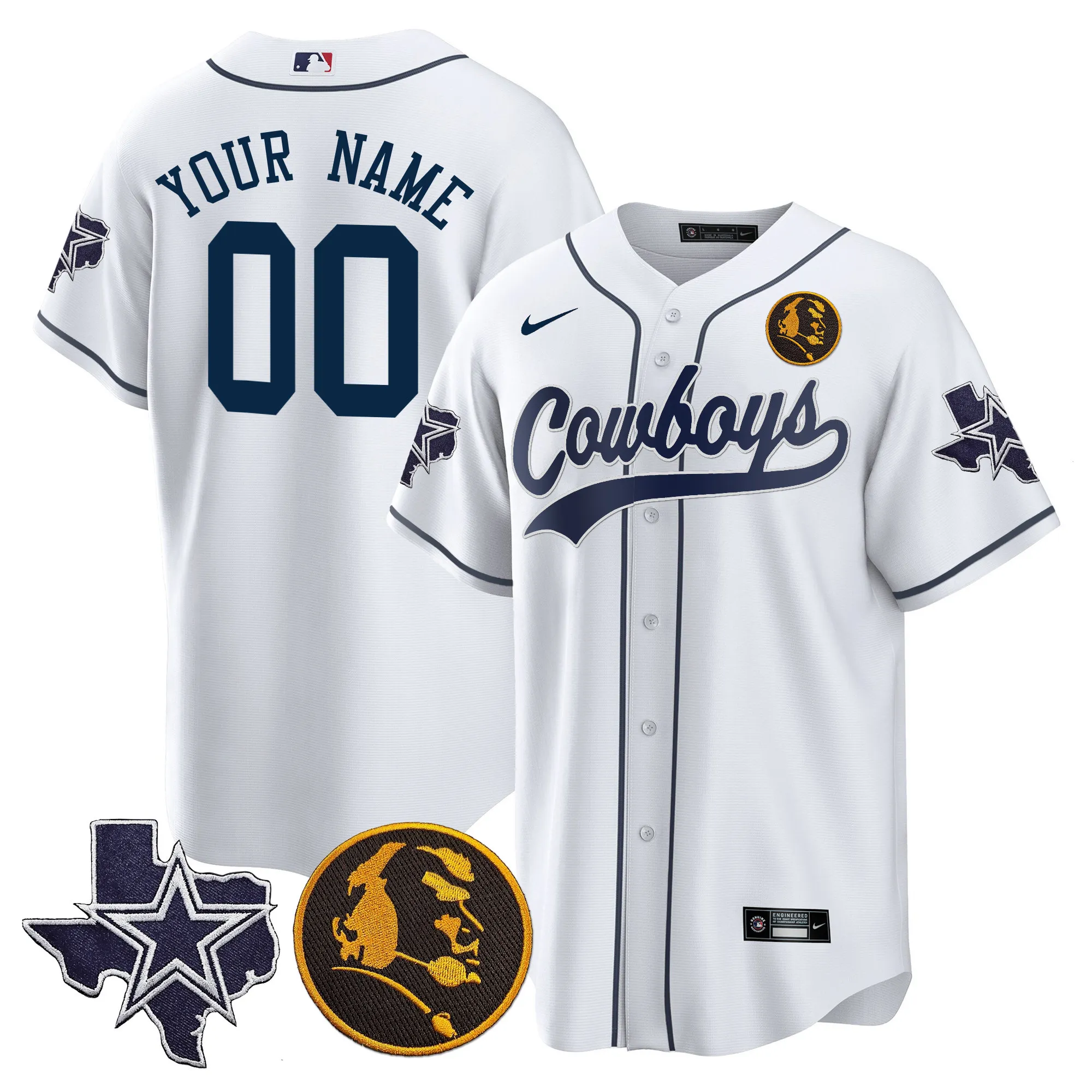 2c6536f4-6146-4d16-82fa-569346f778a2.webp Cowboys Texas & John Madden Patch Baseball Custom Jersey - All Stitched